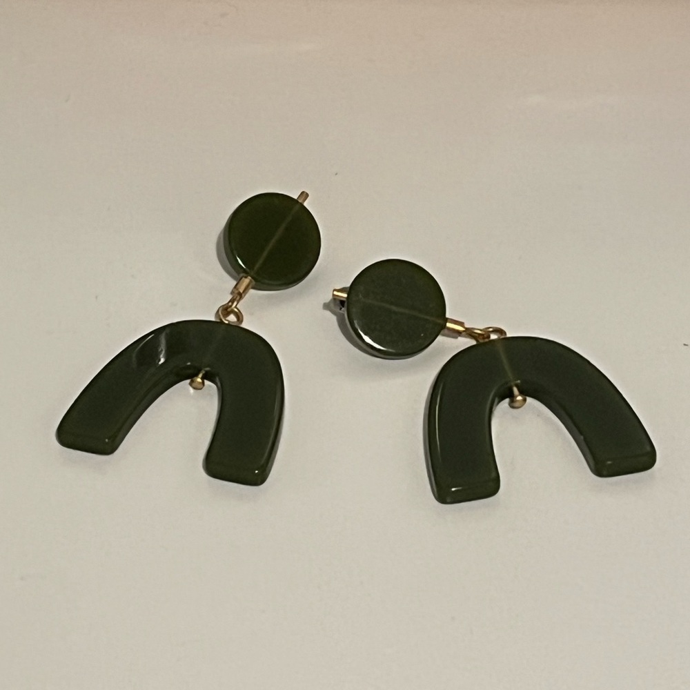 Madewell Dark Green Arch Earrings
